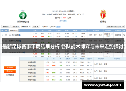 最新足球赛事平局结果分析 各队战术博弈与未来走势探讨